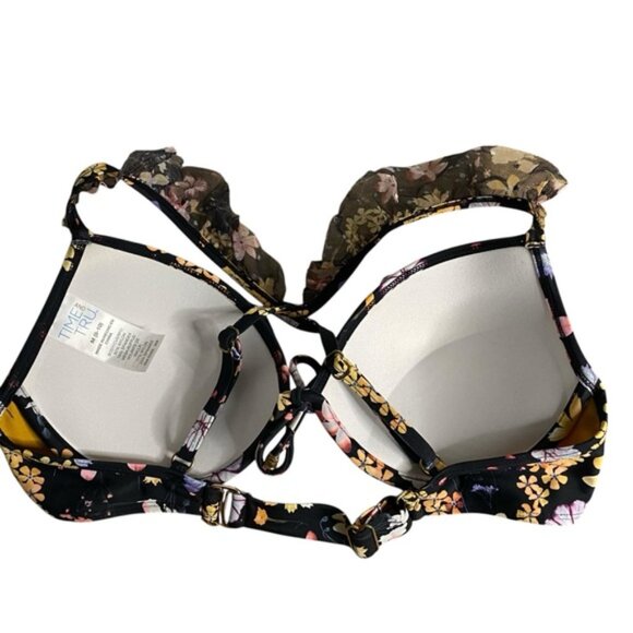 Time And Tru Women's Black Floral Lace Swim Bikini Halter Top - Picture 7 of 7